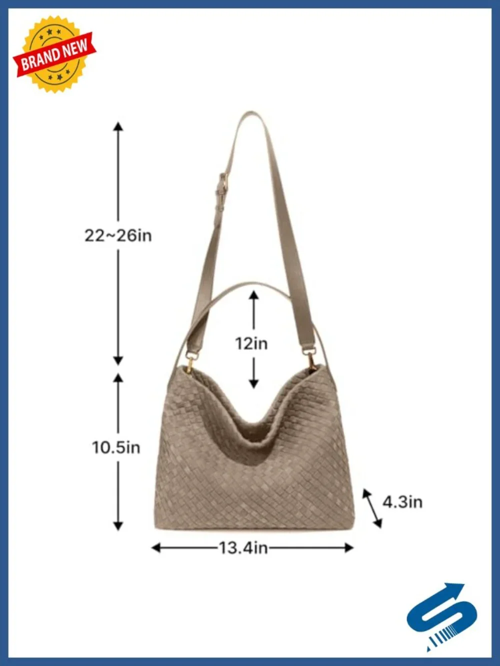 Woven Suede Hobo Shoulder Bag Vegan Tote